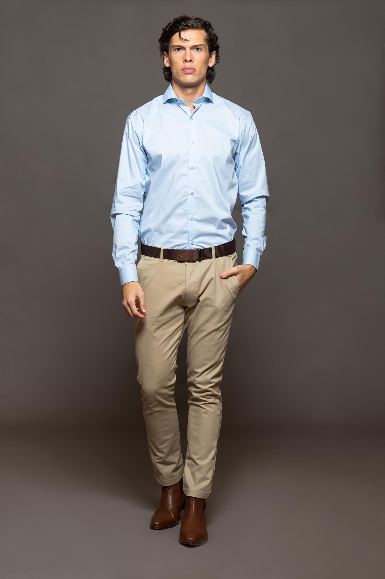 6518SKSPCE - CAMISA SKINNY SUPER PREMIUM CELESTE